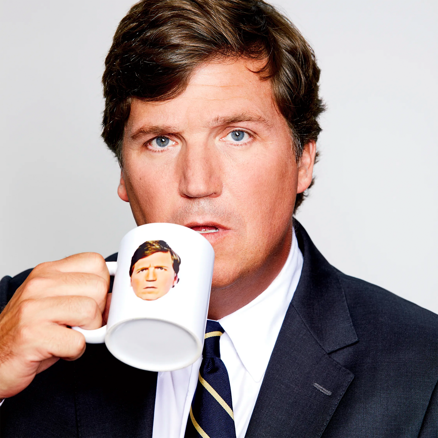 Tucker Carlson with Tucker Carlson Mug