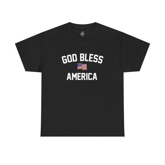 God Bless America - Graphic Tee with American Flag Design